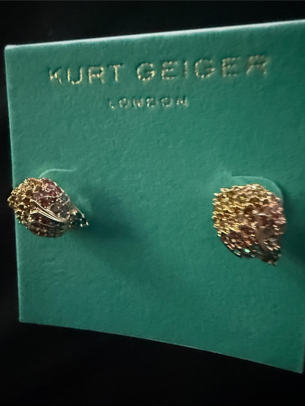 New Kurt Geiger Gold and Pink Crystal eagle Earrings
